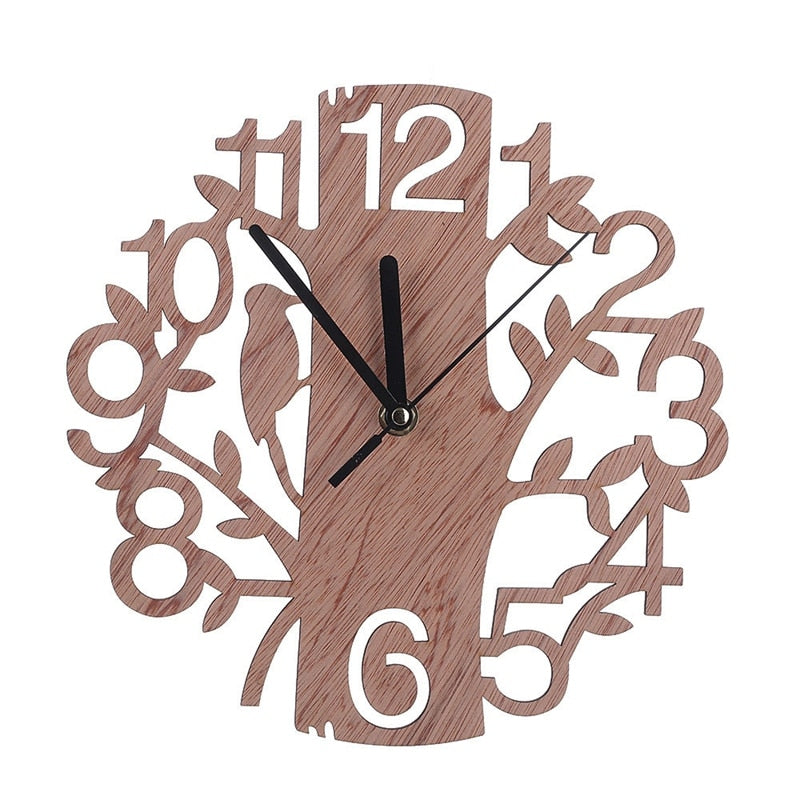 European Wall Clock Wooden Silent