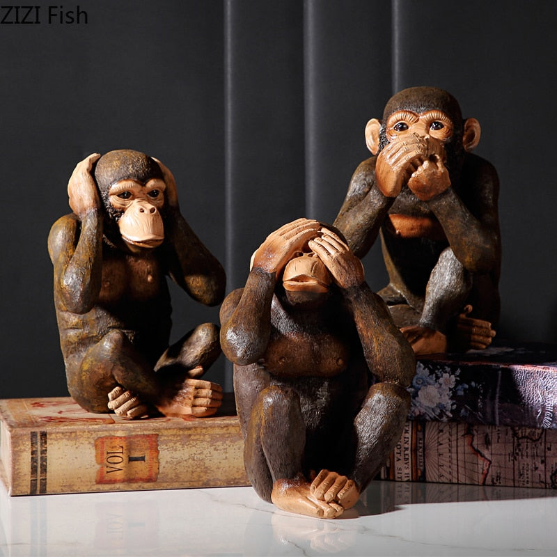 Monkey Ornaments Zen Animal Statuette Desk Decoration Orangutan Simulation Statue