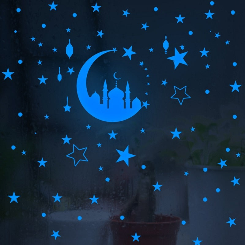 Blue Moon Stars Luminous Wall Stickers for Kids Rooms