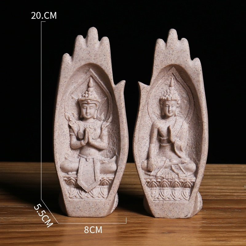 Buddha Statue Feng Shui Folded Hands Resin Zen Oriental Meditation Home Decor