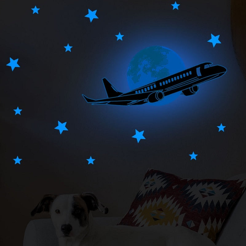 Blue Moon Stars Luminous Wall Stickers for Kids Rooms