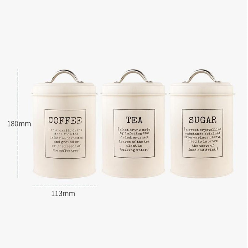 Kitchen Storage Jars Pots Containers Tin, Coffee Sugar Tea Organizer
