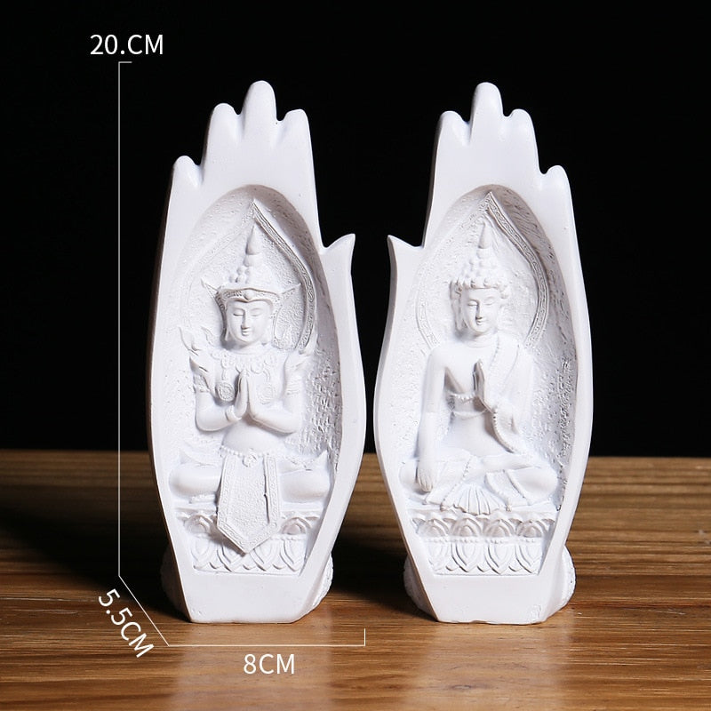 Buddha Statue Feng Shui Folded Hands Resin Zen Oriental Meditation Home Decor