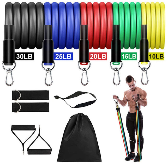 11 Pcs Resistance Bands Set Fitness Bands Resistance Gym Equipment Exercise Bands Pull Rope Fitness Elastic Training Expander