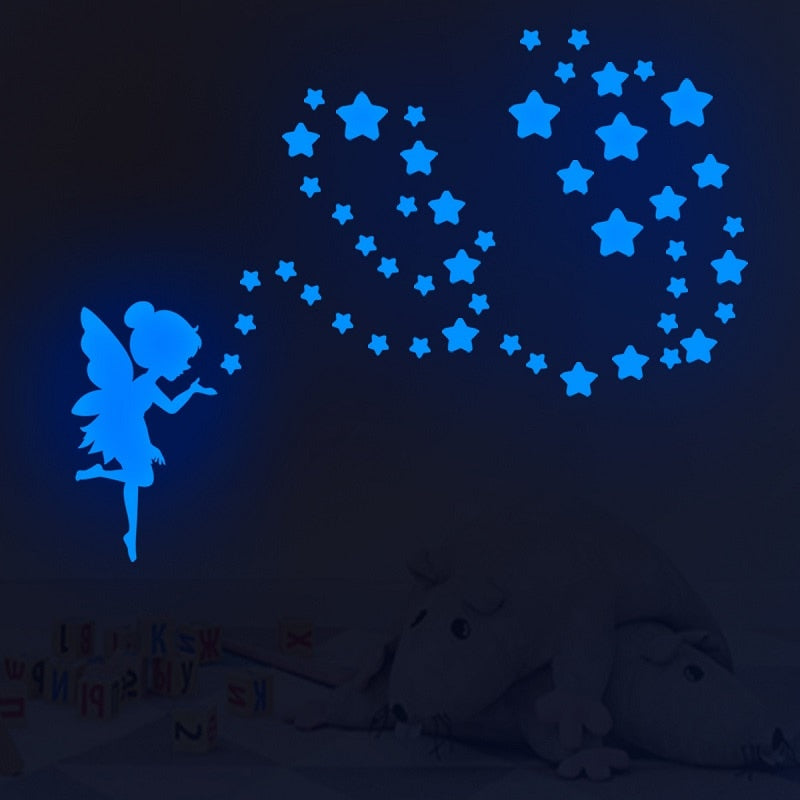 Blue Moon Stars Luminous Wall Stickers for Kids Rooms