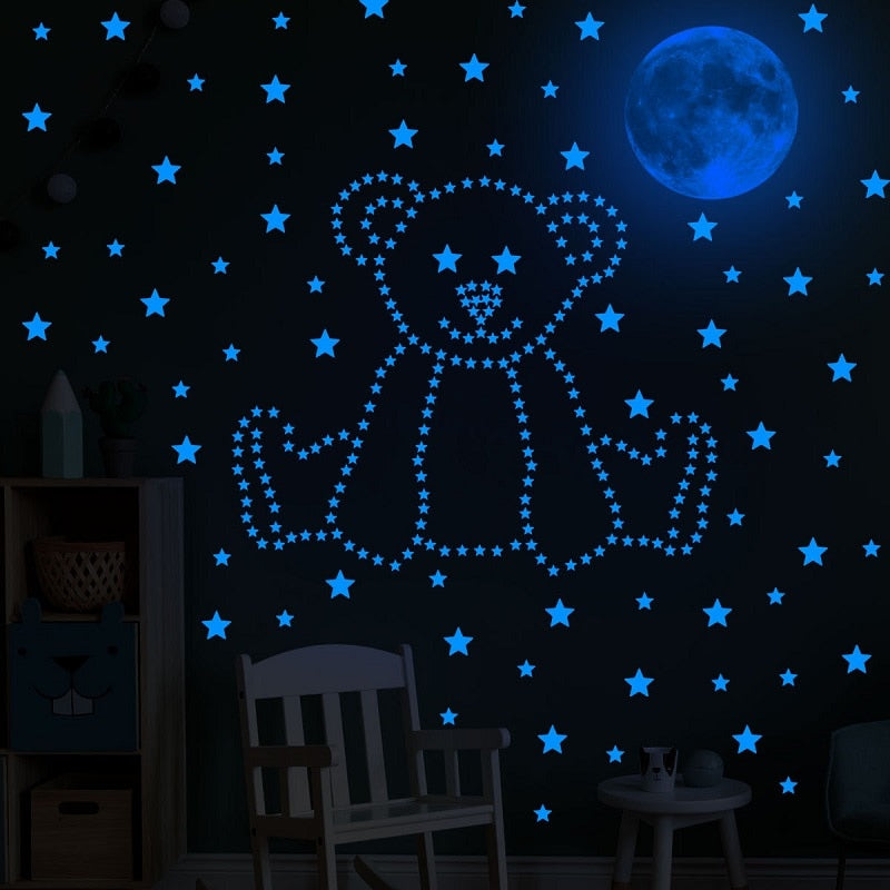 Blue Moon Stars Luminous Wall Stickers for Kids Rooms