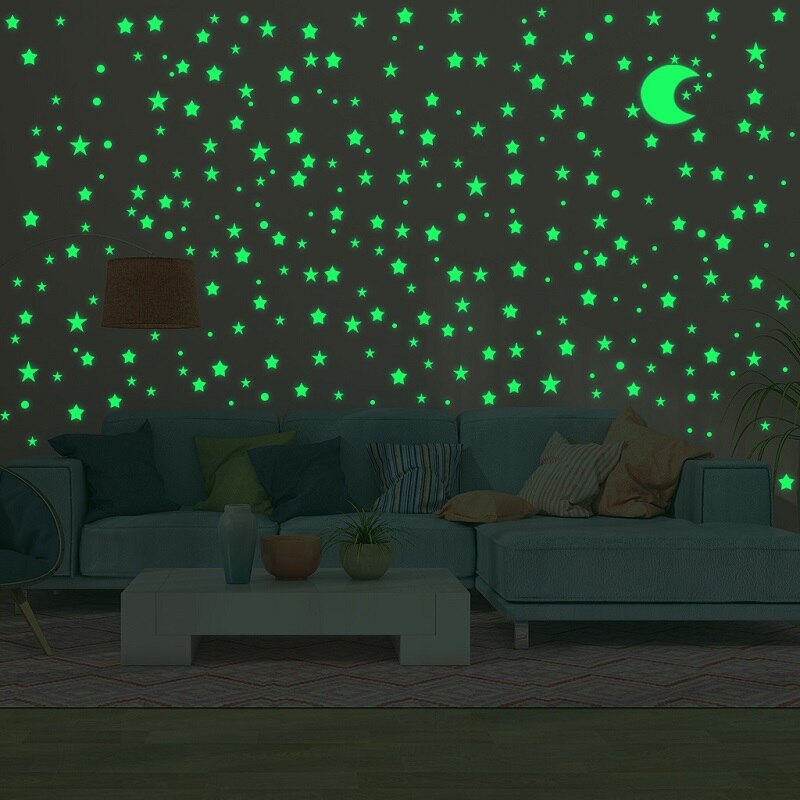 Blue Moon Stars Luminous Wall Stickers for Kids Rooms