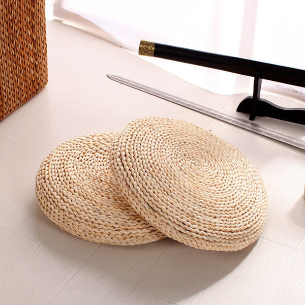 30/40/45 cm Round Natural Weave Straw Handmade Pillow Floor Yoga Seat Mat Thickening Chair Tatami Meditation Window Cushion