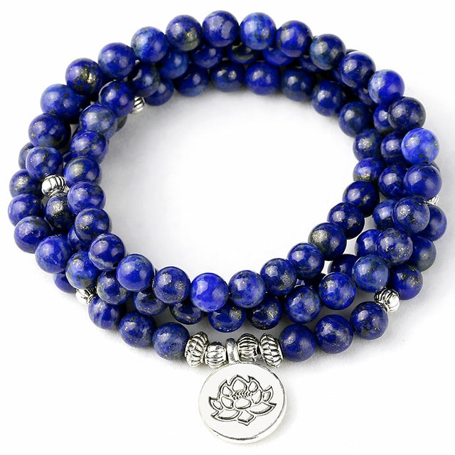 108 Mala Bracelet Prayer Beads Natural lapis lazuli Beads Meditation Mala Beads Bracelet Tibetan Healing Men Jewelry Do not fade