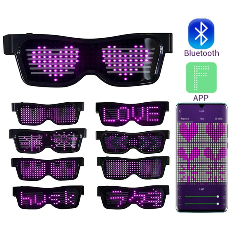 Magic Flash Led Party Glasses App Bluetooth Control Shield Luminous Glasses