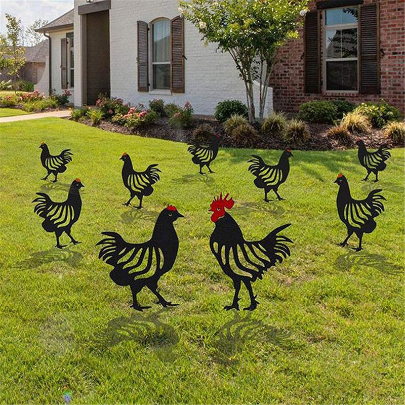 Chicken Yard Art Metal