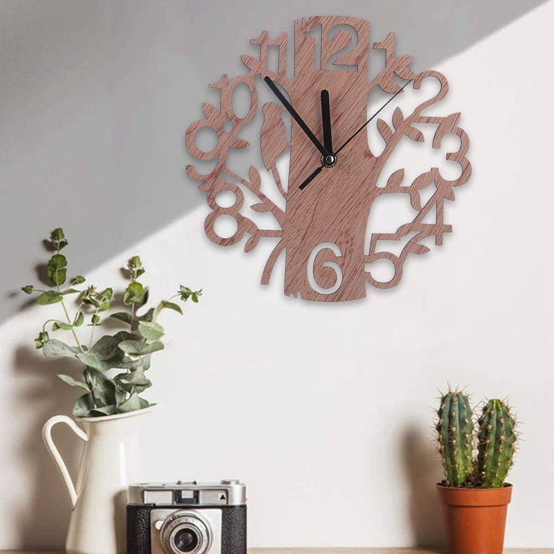 European Wall Clock Wooden Silent