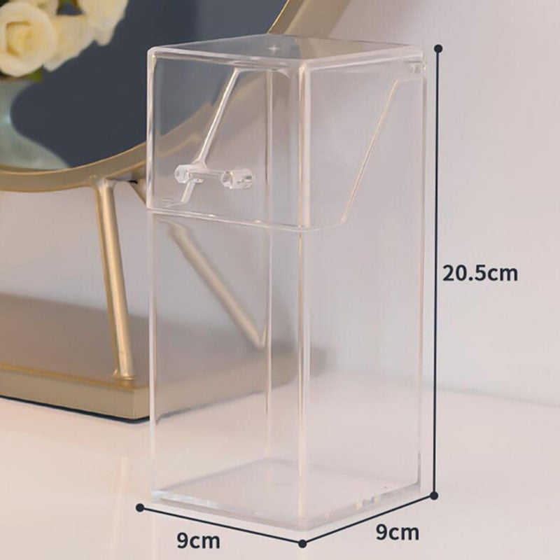 Acrylic Makeup Brush Holder with Lid & Pearls, Cosmetic Dustproof Storage Organizer