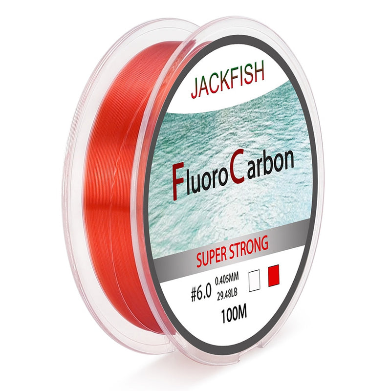 Products JACKFISH 100M Fluorocarbon Fishing Line red/clear two colors 4-32LB Carbon Fiber Leader Line