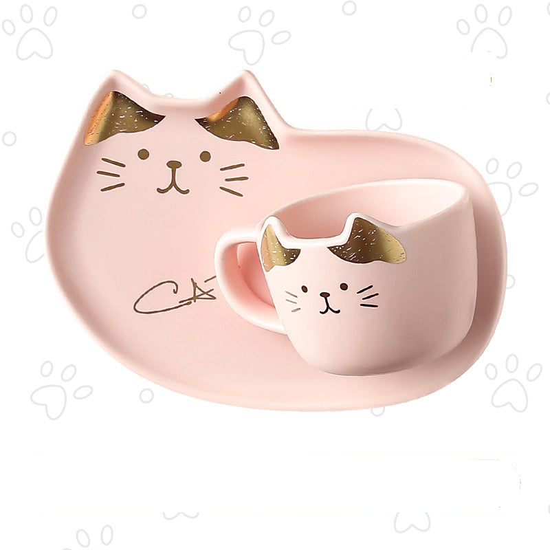 Ceramic Cute Cat Coffee Cup & Saucer Sets