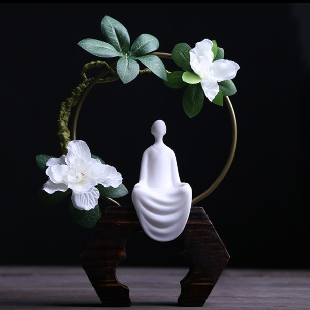 White Porcelain Zen No Face Statues Decoration Budas Decoracion