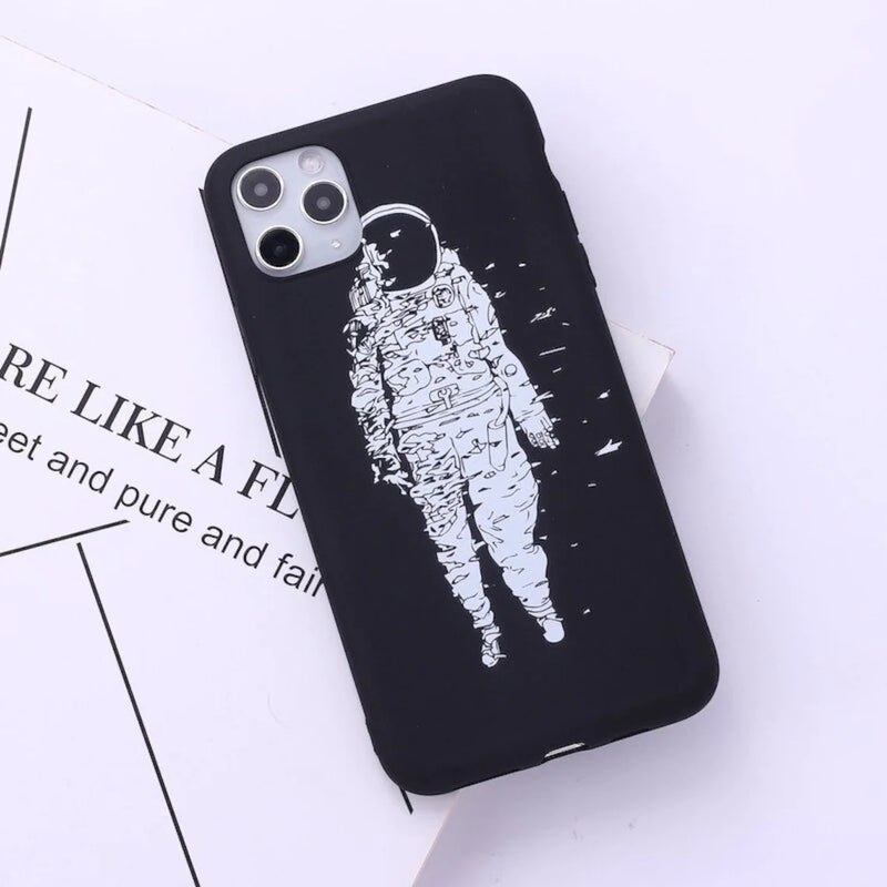 Outer Space Astronaut Space Moon Phone case - Soft Silicone Case - For iPhone 12 11 13Pro Max Mini X XS XR Max 7 8 7Plus 8Plus SE