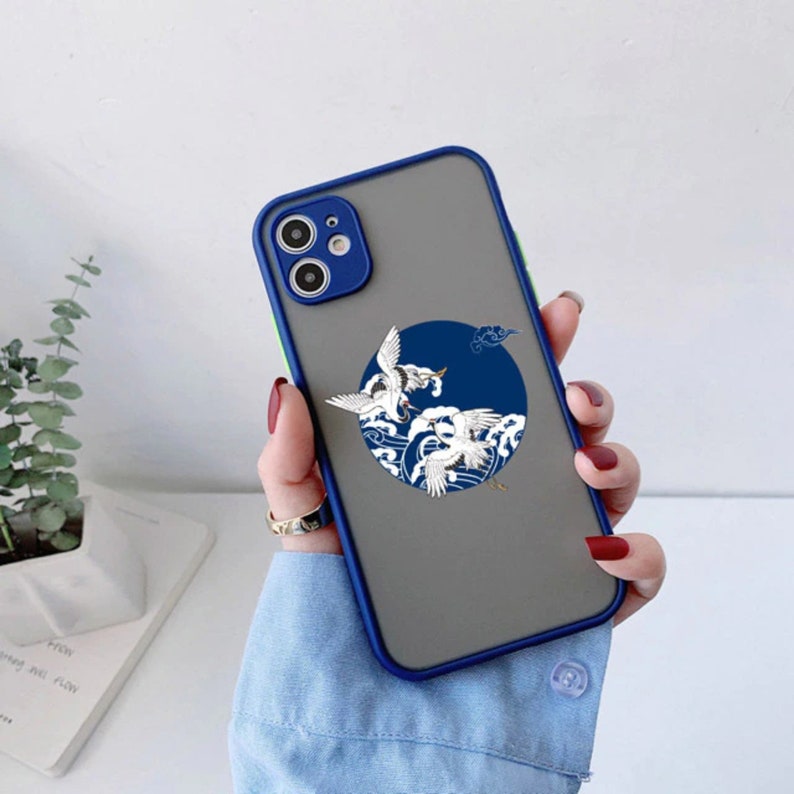 Phone Cases For iPhone 11 12 Pro Max iPhone 8 7 6S Plus XR XS Max X | Crane and Koi ancient style Shockproof PC Back Cover | hand painted