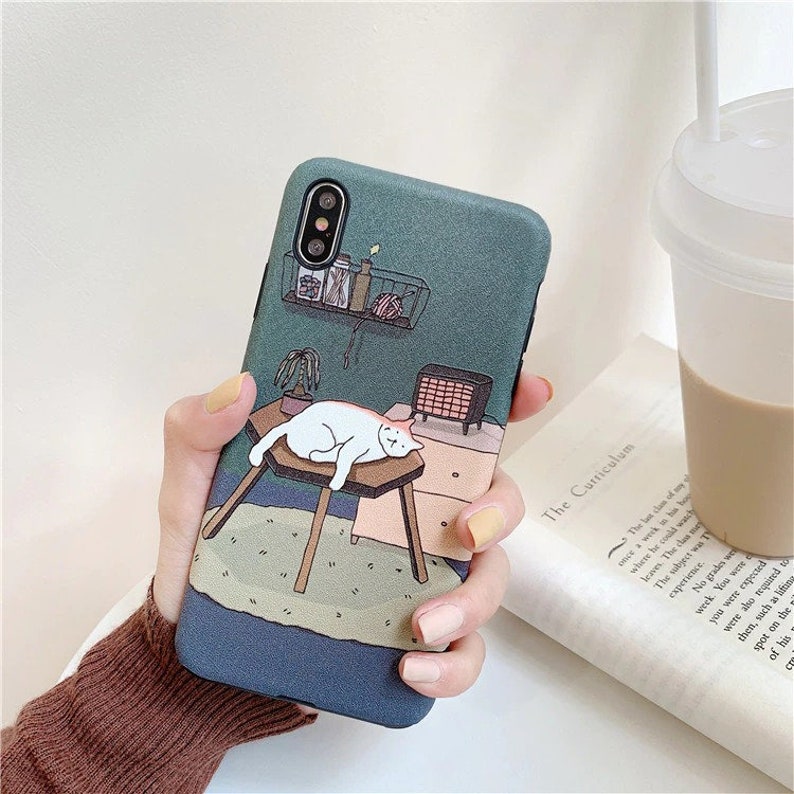 Retro illustration Cute Japanese Cats Phone Case - Funny Soft Silicon Cover - iPhone X Xs XR XSmax 11 Pro Max 6 6S 7 8 Puls Case