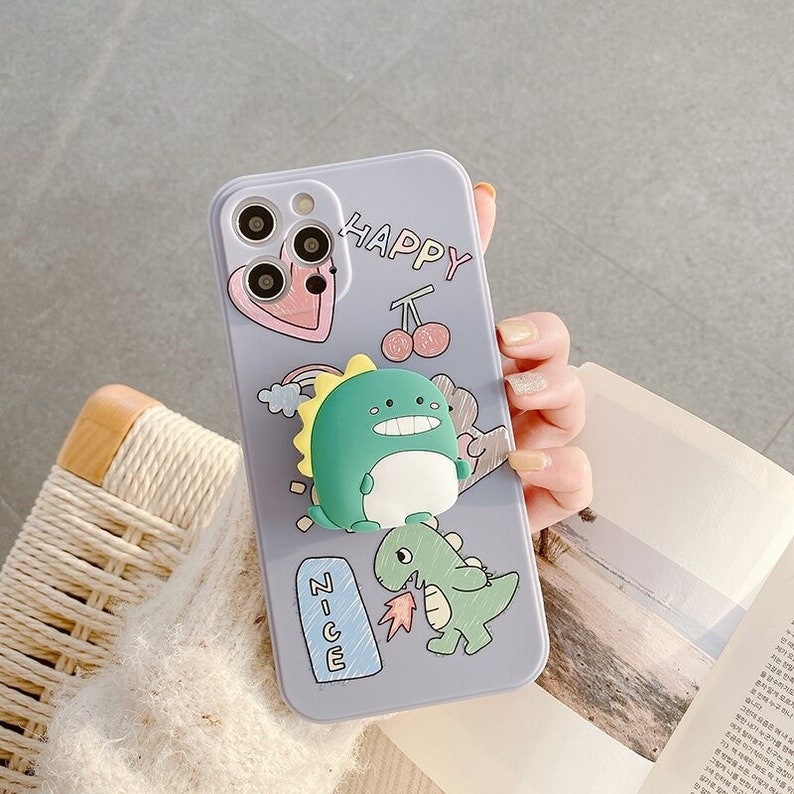 3D Bracket Cover - Cute Astronaut Spaceship Phone Case - Silicon Phone Case for apple iPhone 7 8 plus 11 Pro X XS MAX 12 Mini SE 6 6S