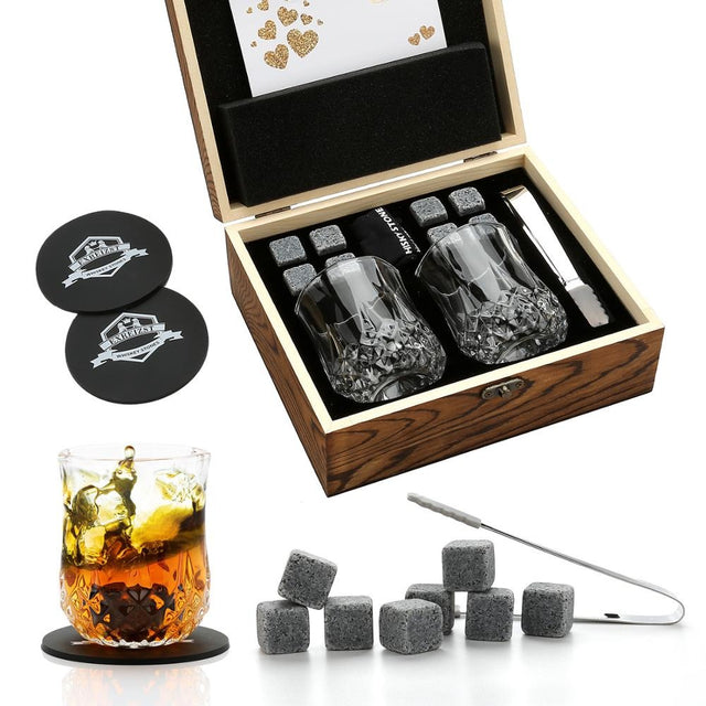 Whiskey Glasses in wooden Box Gift Set