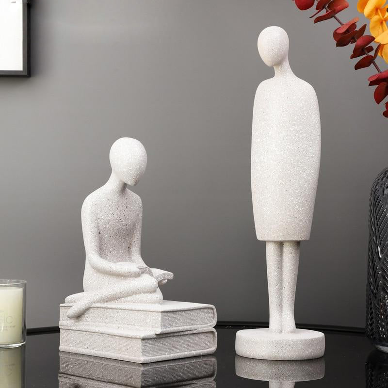 Abstract People Statue Tabletop Resin Figures Reading