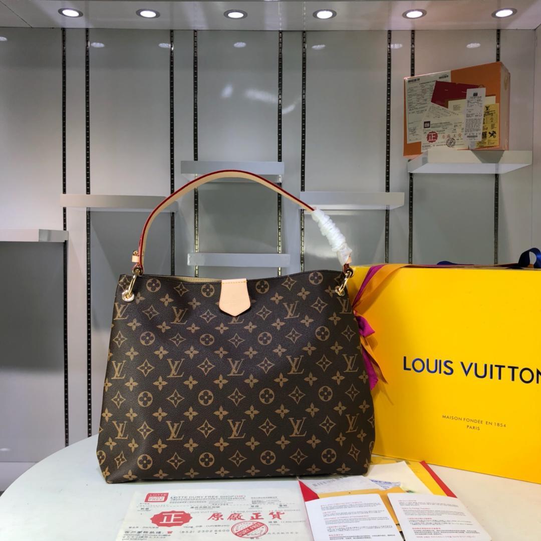 LV Louis Vuitton WOMEN'S MONOGRAM CANVAS GRACEFULL HANDBAG T