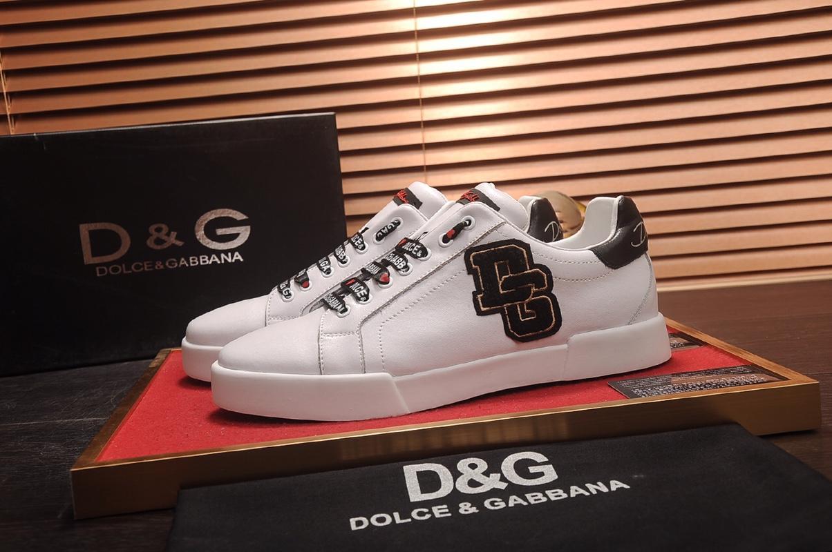 D&G Dolce & Gabbana Men's Leather Fashion Sneakers Shoes