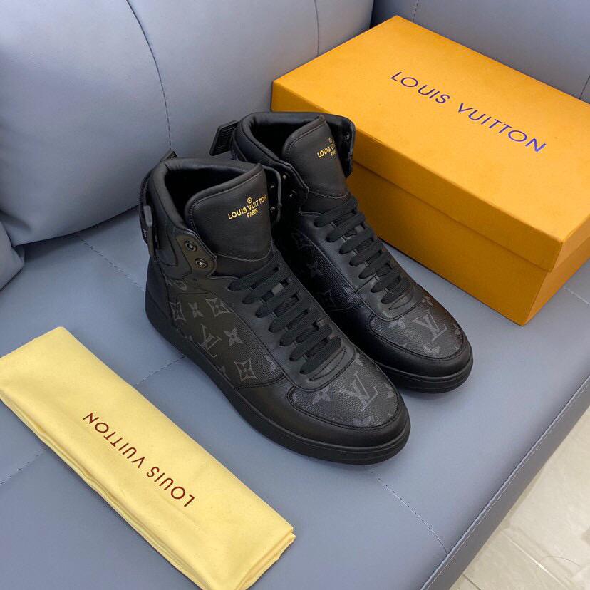 LV Louis Vuitton Men's Leather Rivoli High Top Sneakers Shoe