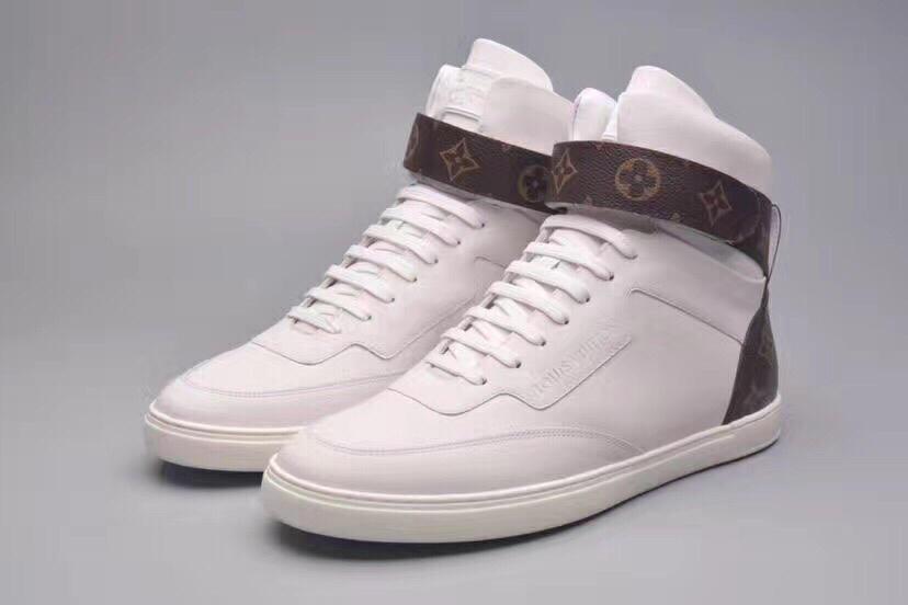 LV Louis Vuitton Men's Leather High Top Sneakers Shoes