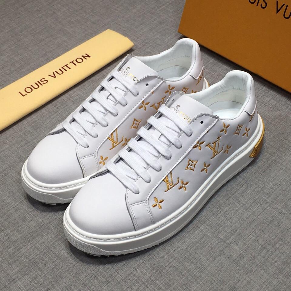 LV Louis Vuitton Men's Leather Low Top Sneakers Shoes