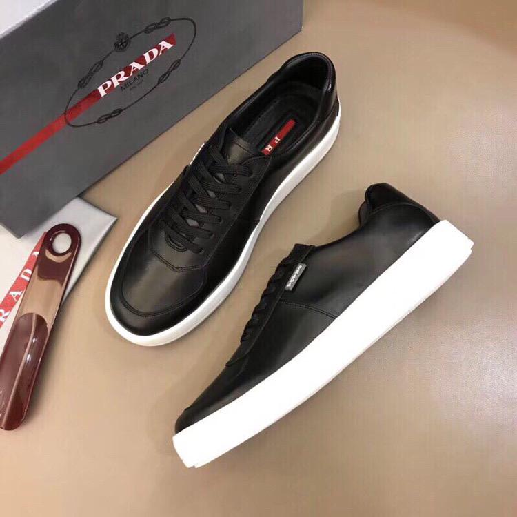 Prada Men's Leather Fashion Low Top Sneakers Shoes