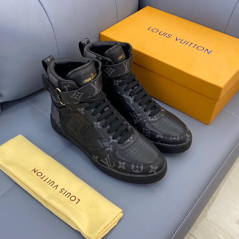 LV Louis Vuitton Men's Leather High Top Sneakers Shoes