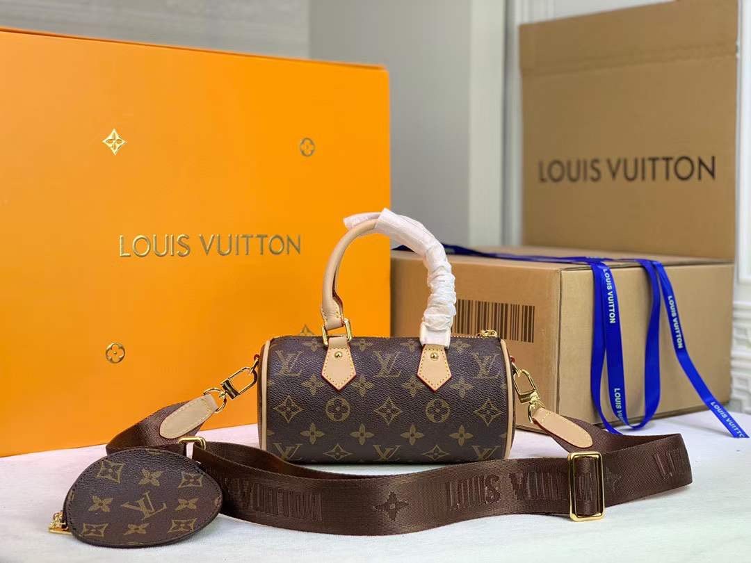 Louis Vuitton Ebene Monogram Canvas Papillon Trunk Gold Hardware, 2021, Brown Womens Handbag