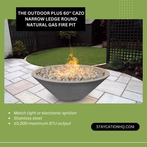 The Outdoor Plus 60'' Cazo Gfrc Narrow Ledge Round Natural Gas Fire Pit