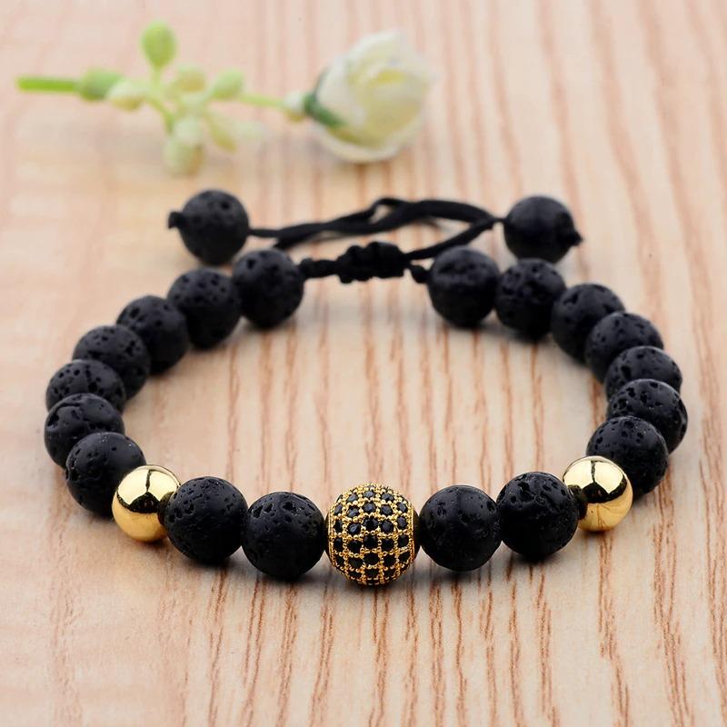 Simon Gold-Tone & Lava Stone Beads Bracelet | Gentleman Rules