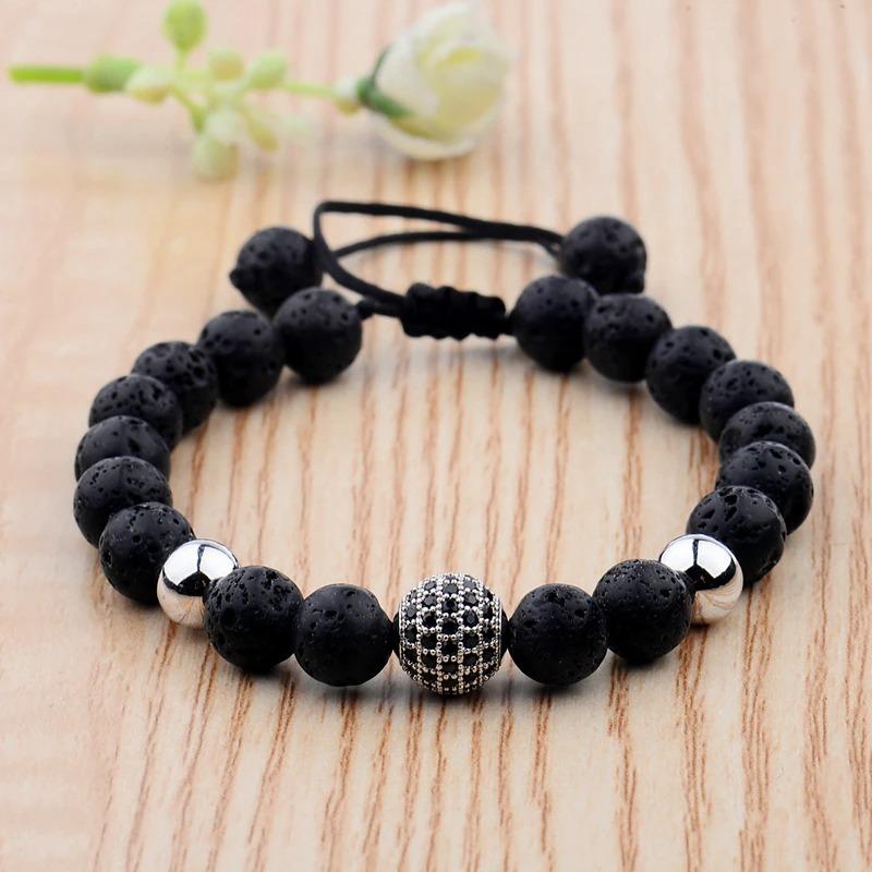 Simon Gold-Tone & Lava Stone Beads Bracelet | Gentleman Rules