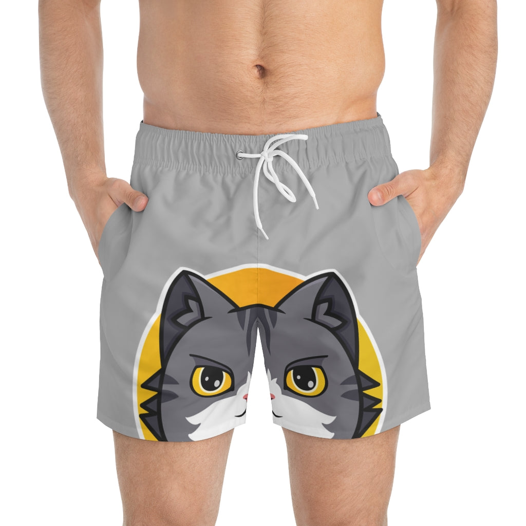Catcoin Eyes Swim Trunks (Grey): Crypto Coin CATS #CatCoinBSC Official Catcoin