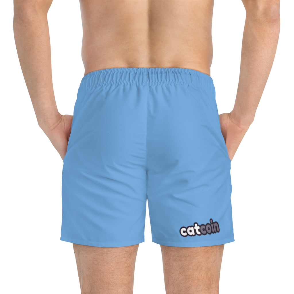 Catcoin Swim Trunks (Blue): Crypto Coin CATS #CatCoinBSC Official Catcoin