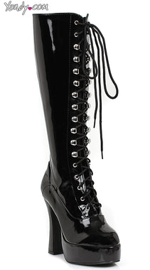 Knee High Lace Up Platform Motor Boot