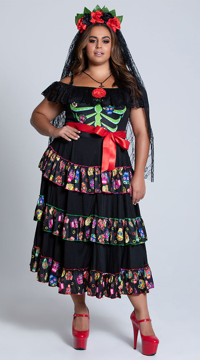 Plus Size Lady Of The Costume, Plus Size Day of the Dead Costume - Yandy.com