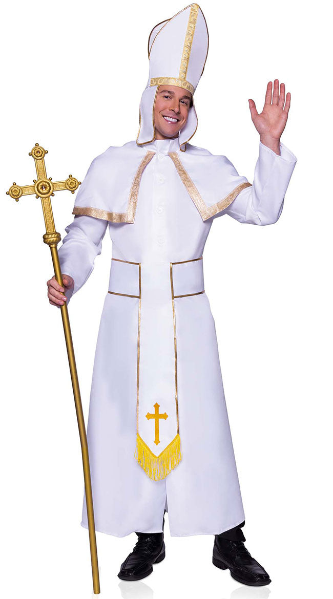 Mens White And Gold Pope Costume Mens Pope Costume 