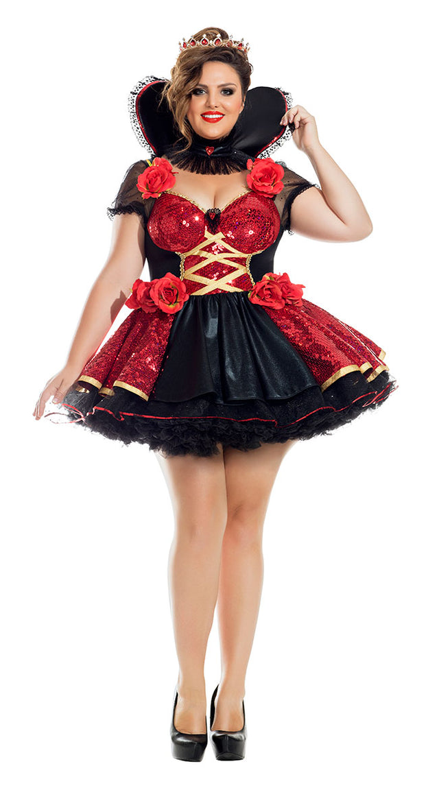 Plus Size Heartthrob Queen Costume Plus Size Sequin Queen Of Hearts Costume 8809