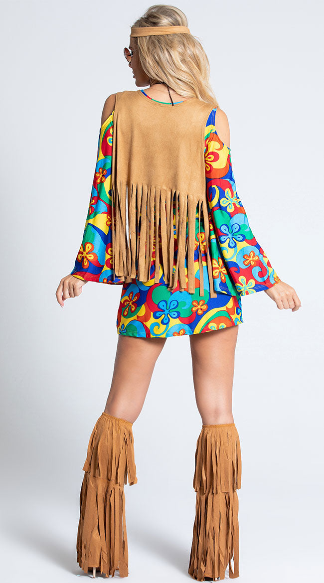 Hippie Hottie Costume Rainbow Hippie Costume Fringe Hippie Costume 