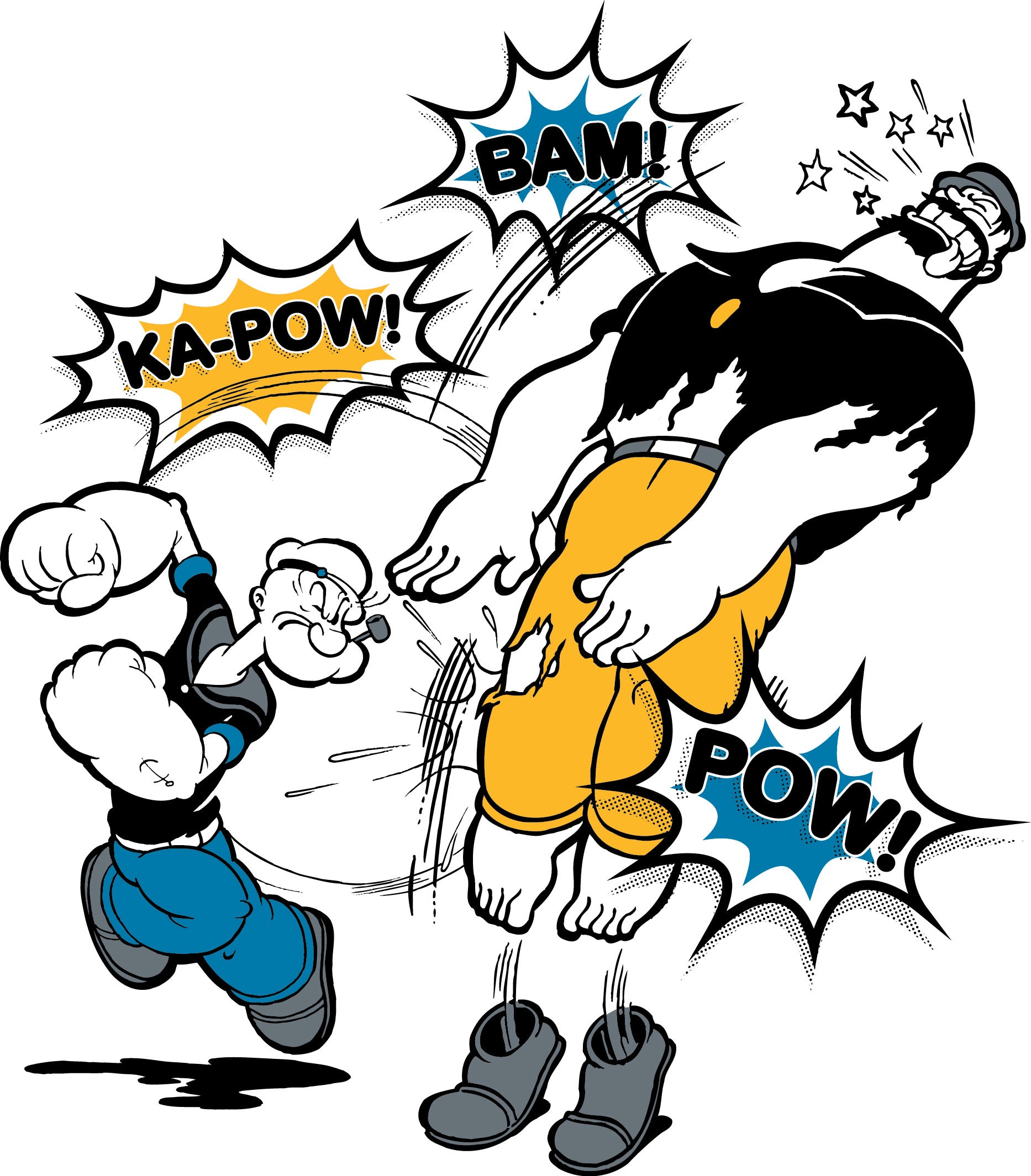 Popeye and Bluto fighting