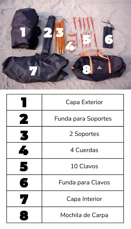 Accesorios de la carpa de 2 personas