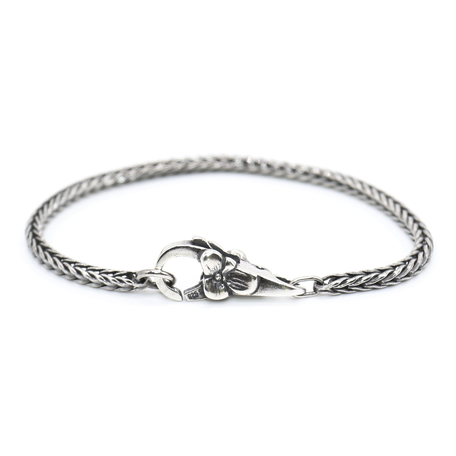 Sterling Silver Bracelet with Flower Clasp
