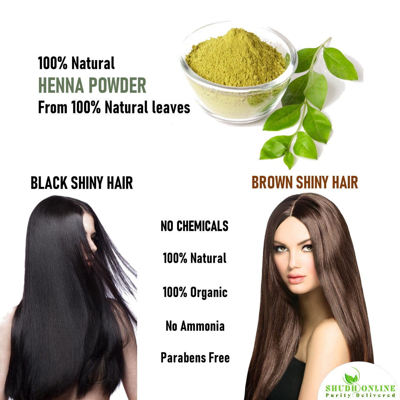 Shudh Online Henna Powder for Hair Colour Mehandi natural fresh