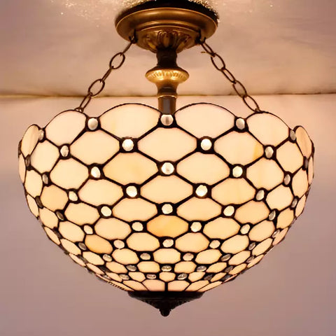 stained glass ceiling mount light