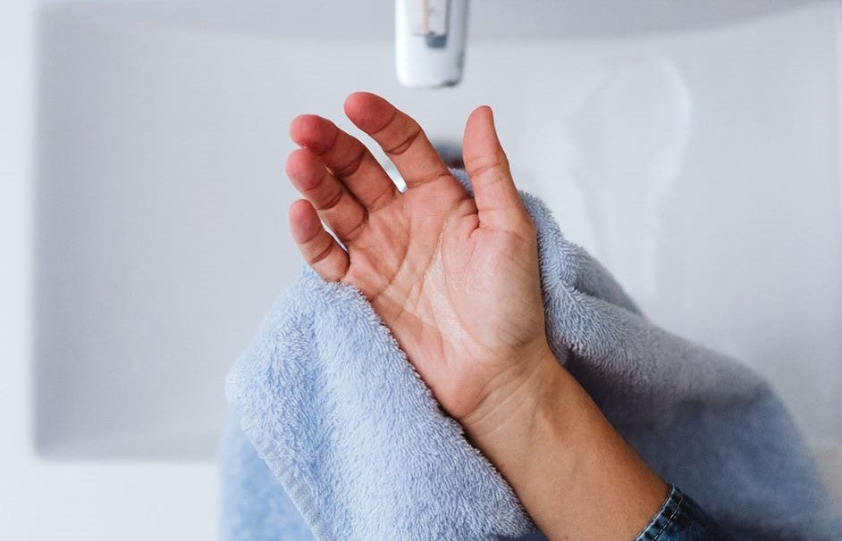Drying Hands with a Hand Towel